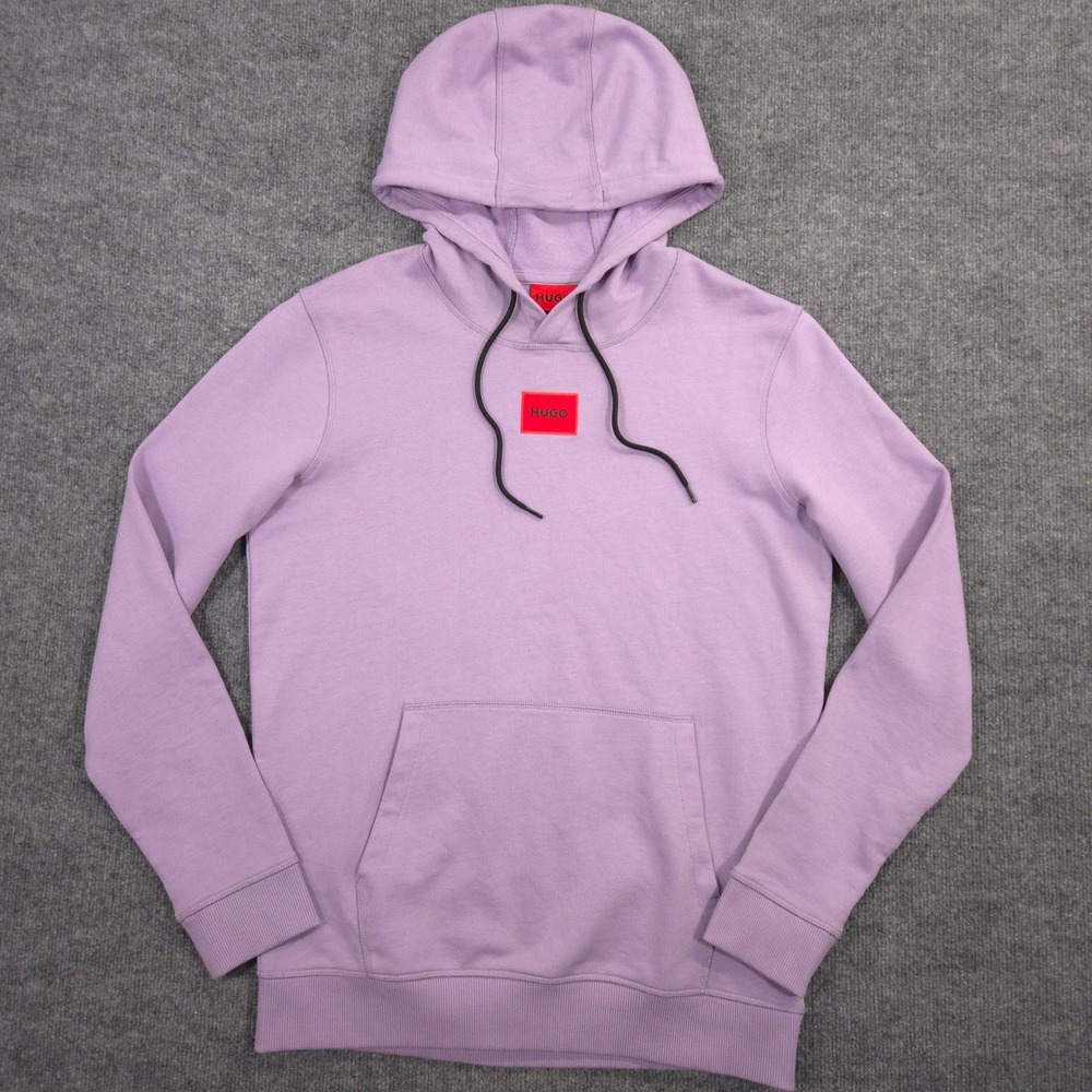 Hugo Boss Hoodie Mens L Light Purple Cotton Terry Logo Label Preppy Daratschi214